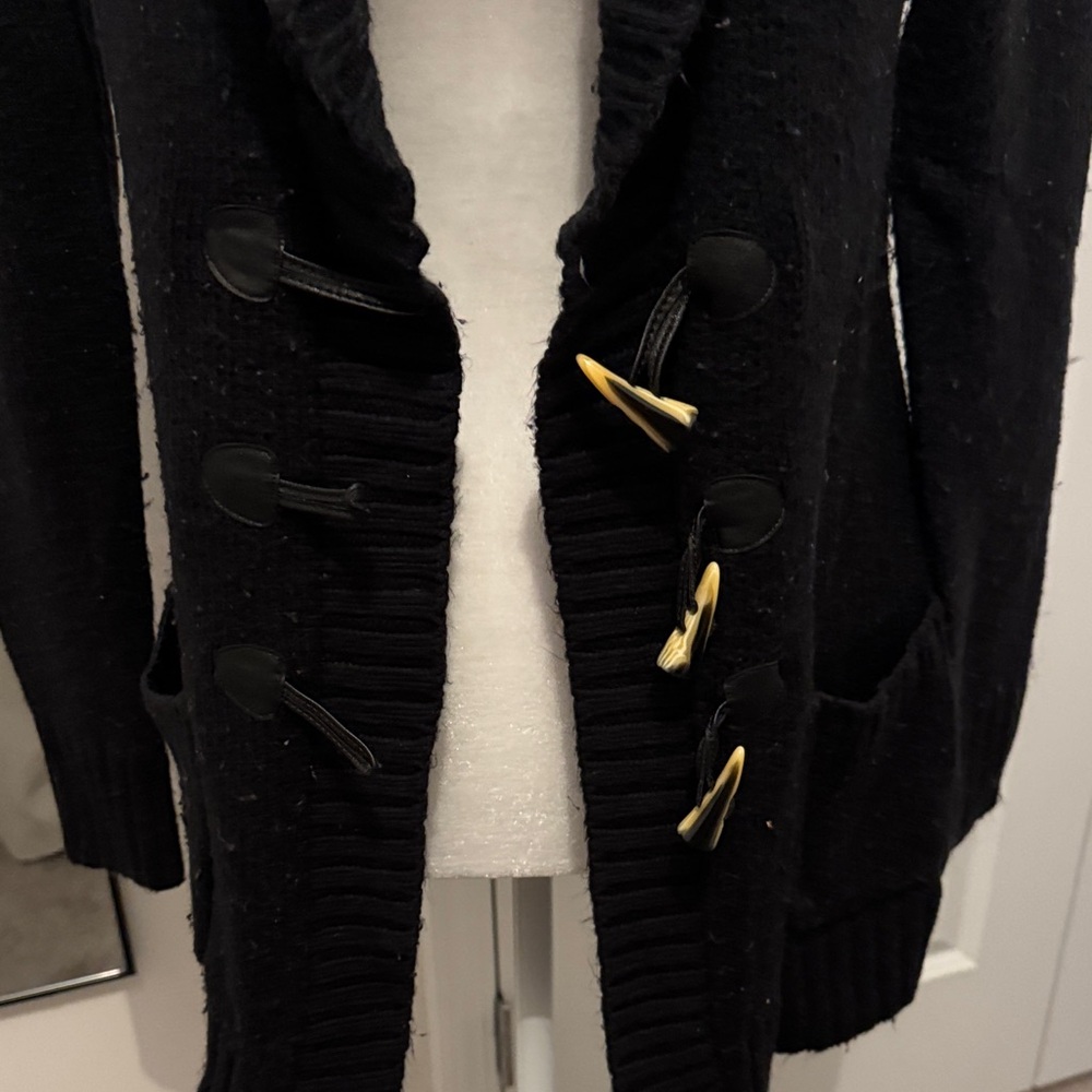 Merona Black Women's Cardigan with Toggle Closures - Picture 3 of 6